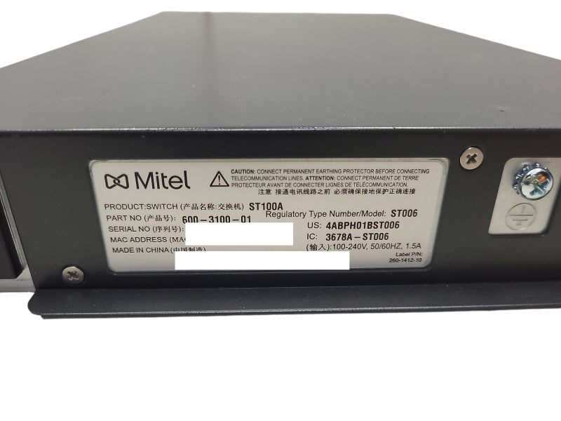 Mitel/ShoreTel ST100A 600-3100-01 Voice Switch w/ CAB-AC Q$