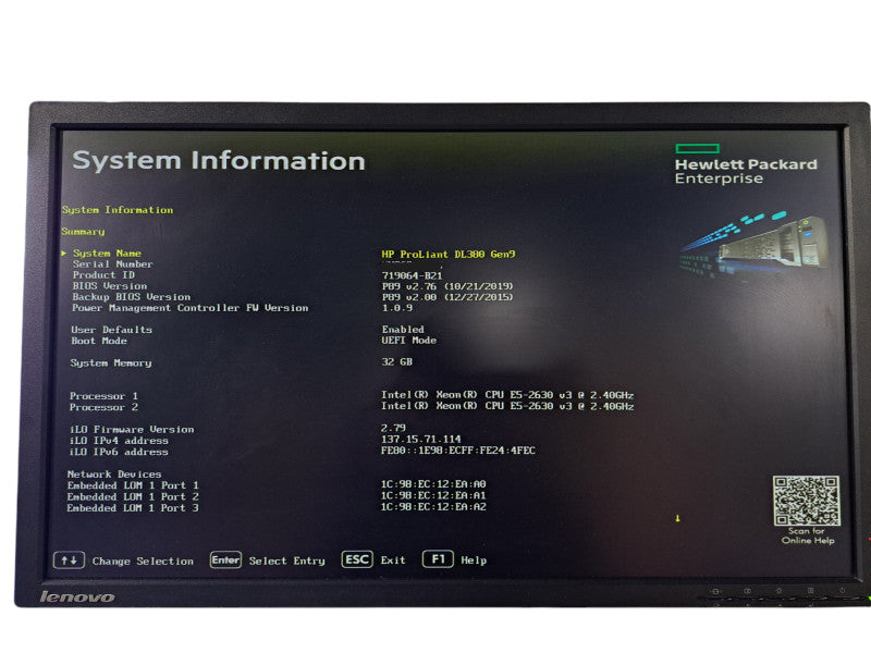 HP DL380 Gen9 2U 8x 2.5" | 2x Xeon E5-2630 v3 @2.40GHz 8C, 32GB DDR4, P440ar