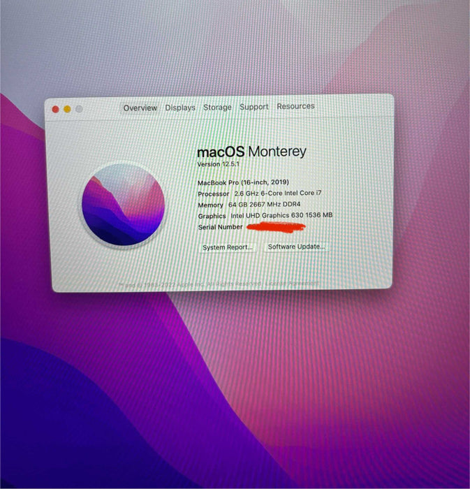 Apple MacBook Pro 16" 2019 i7-9750H Radeon Pro 5500M 8GB 64GB RAM 1TBSSD READ