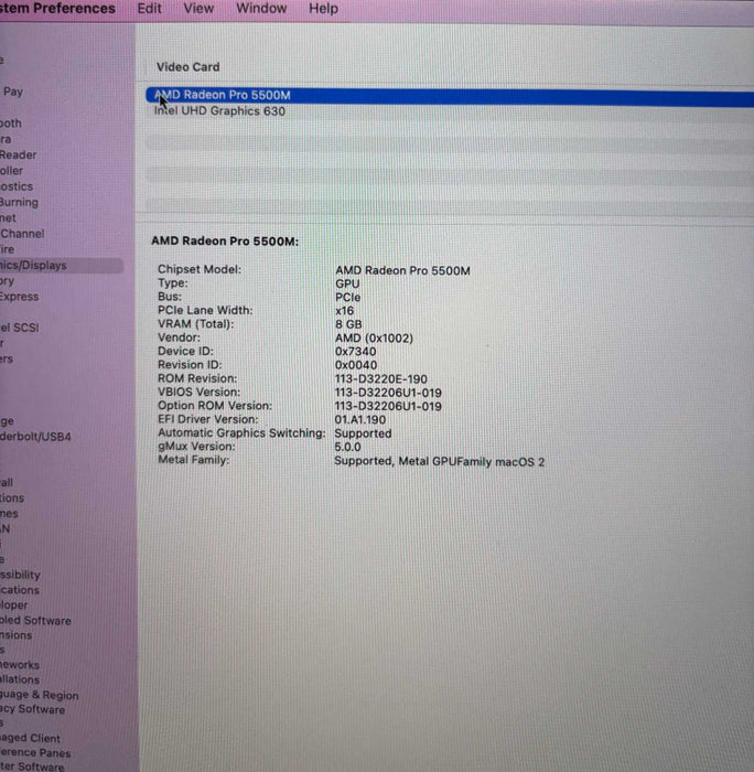 Apple MacBook Pro 16" 2019 i7-9750H Radeon Pro 5500M 8GB 64GB RAM 1TBSSD READ