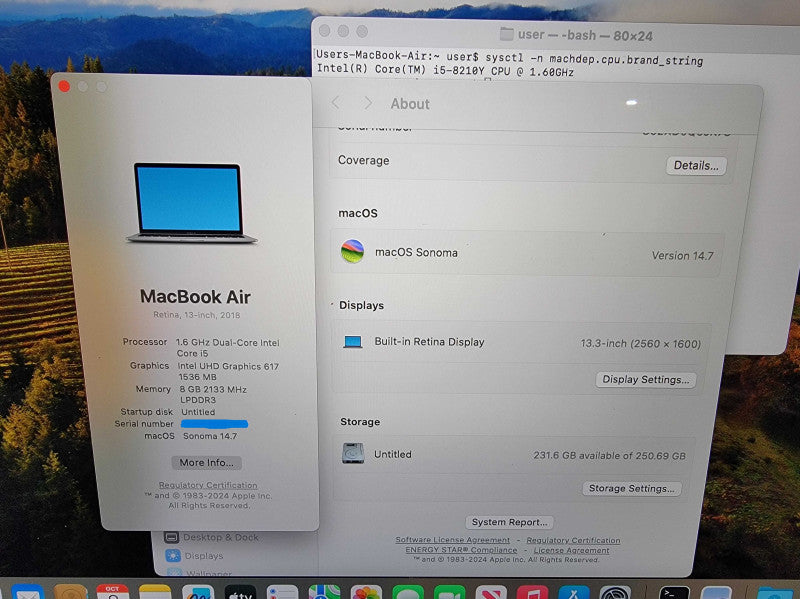 MacBook Air Retina 13" 2018 | i5-8210Y @1.6GHz | 8GB DDR3 | 250GB SSD - READ