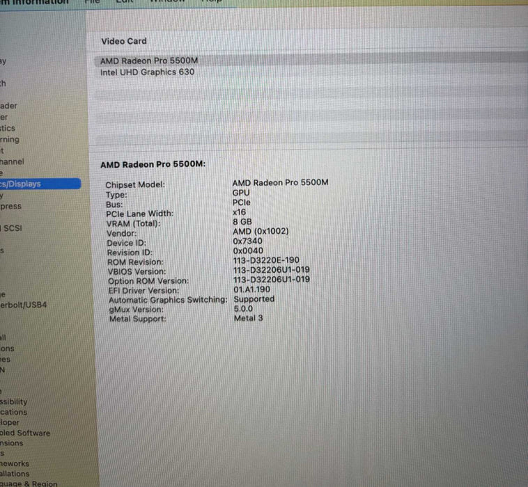 Apple MacBook Pro 16" 2019 i7-9750H Radeon Pro 5500 8GB 64GB RAM 512SSD READ