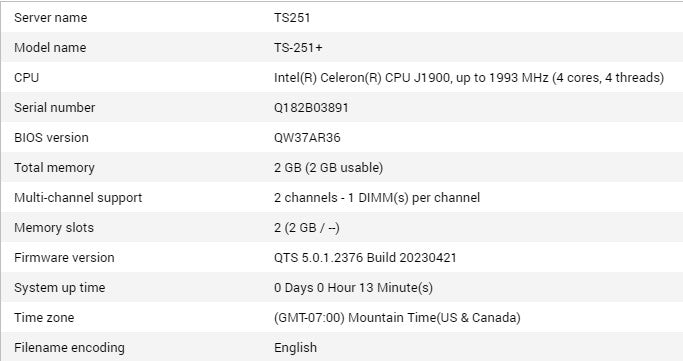 QNAP TS-251+ 2GB System Memory 2-Bay NAS 1x 1TB HDD !