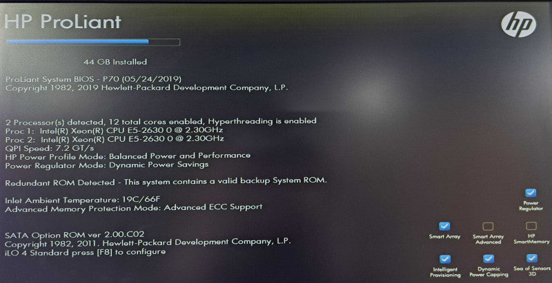 HP DL380P Gen8 2U 16x 2.5" | 2x Xeon E5-2630 @ 2.30GHz, 44GB RAM, P420i RAID