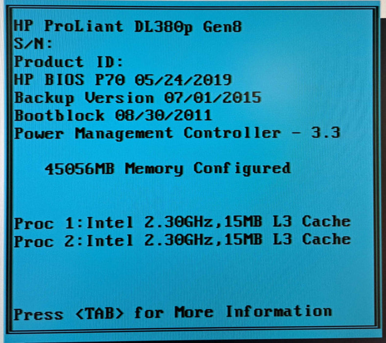 HP DL380P Gen8 2U 16x 2.5" | 2x Xeon E5-2630 @ 2.30GHz, 44GB RAM, P420i RAID