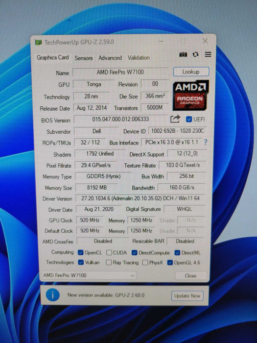 AMD FirePro W7100 8GB GDDR5 Workstation Graphics Card | 4x DisplayPort !