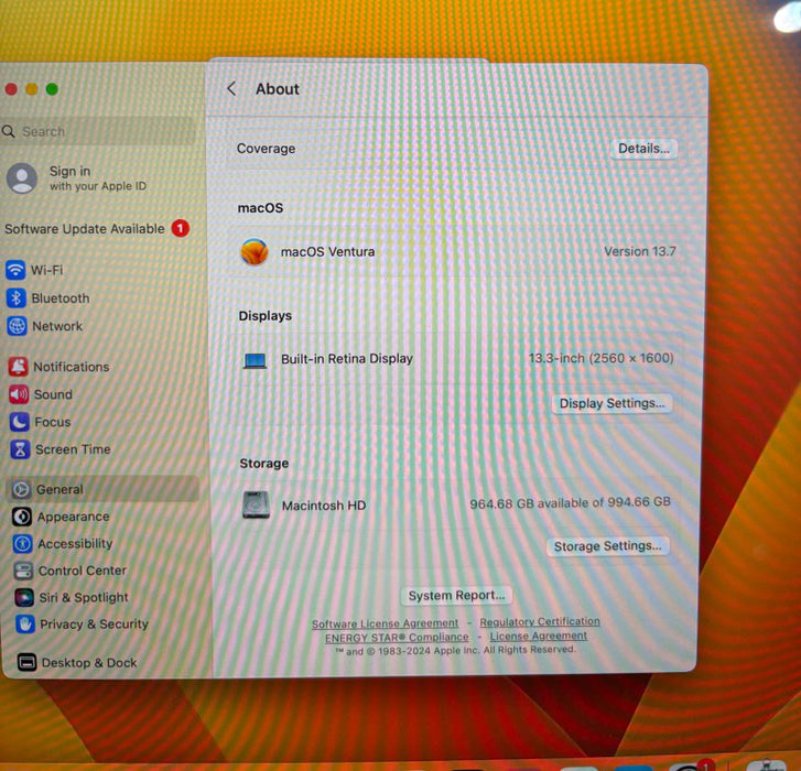 Apple MacBook Pro 13" M1 2020 TouchBar 16GB RAM 1TBSSD No Power Adapter READ