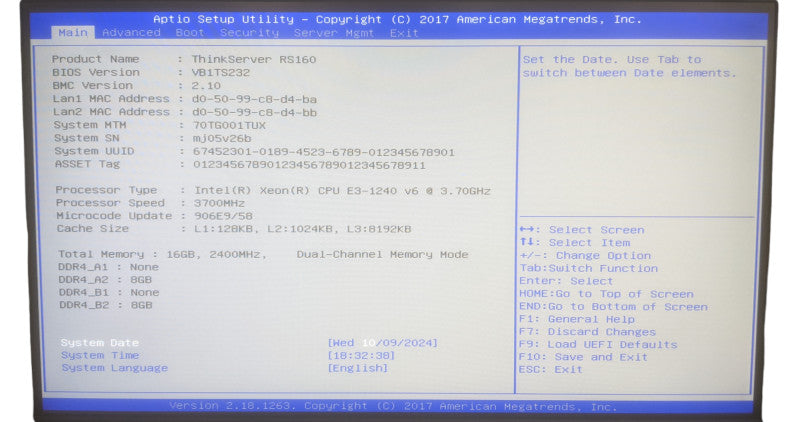 Lenovo ThinkServer RS160 | Xeon E3-1240 v6 | 16GB DDR4 | No HDD
