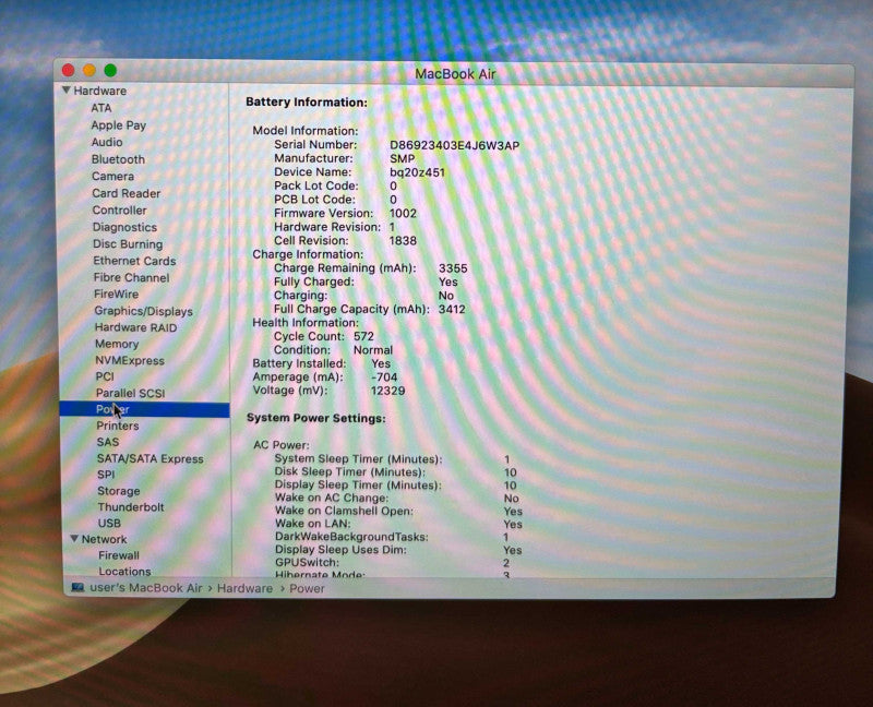 Apple MacBook Air 13" Retina 2018 i5-8210Y@1.6Gh 16GB 256SSD No Power Adapter