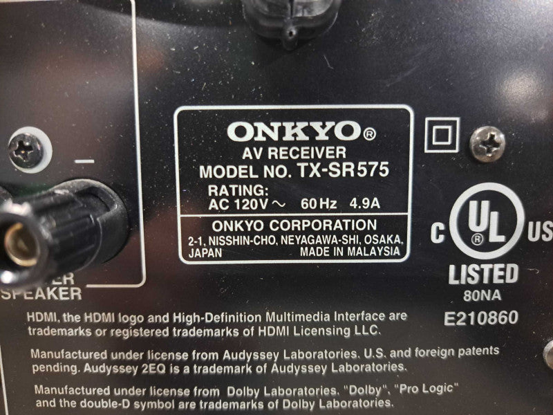 Onkyo TX-SR575 AM/FM Stereo 7.1-Channel Home Theater Receiver w/ Remote