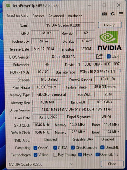 NVIDIA Quadro K2200 | 4GB GDDR5 Graphics Card | 1xDVI 2xDP Q