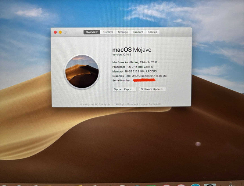 Apple MacBook Air 13" Retina 2018 i5-8210Y 16GB 256SSD No Power Adapter READ!