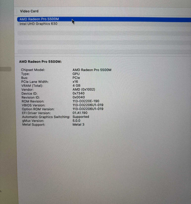 Apple MacBook Pro 16" 2019 i9-9880H Radeon Pro 5500 16RAM 1TB Faulty LCD READ