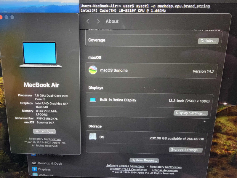 MacBook Air Retina 13" 2018 | i5-8210Y @1.6GHz | 8GB RAM | 250GB SSD - READ