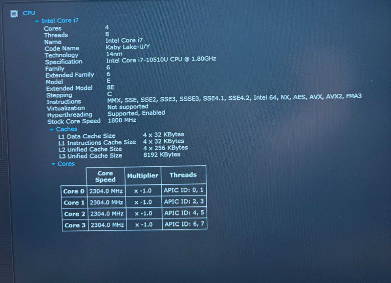 Lenovo ThinkPad X1 Carbon Gen 8 i7-10510U 8GB RAM 256GB SSD No Power Adapter  Lap200