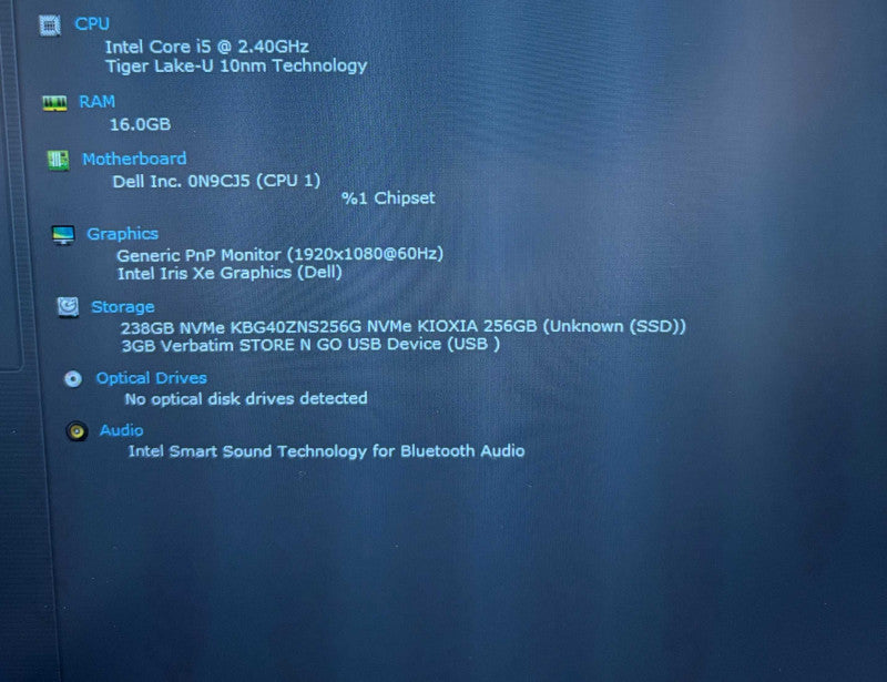 Dell Vostro 5402 Intel Core i5-1135G7@2.4GHz 16GB RAM 256GB SSD  Lap200