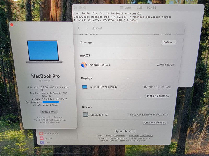 MacBook Pro 16" |6-Core i7-9750H @2.6GHz 64GB RAM 500GB SSD AMD 5500M - READ