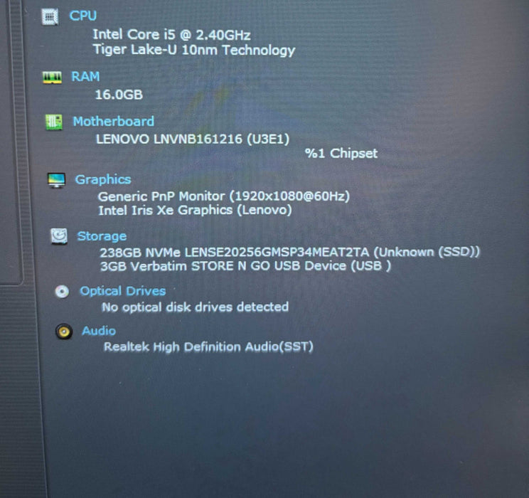 Lenovo ThinkBook 14G2 ITL TOUCH Intel Core i5-1135G7@2.4Gh 16GB RAM 256GB SS  Lap200