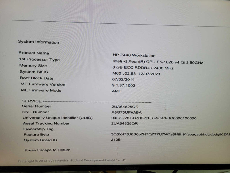 HP Z440 Xeon E5-1620 v4 | 8GBRAM | NO HDD | QUADRO K620  Q%