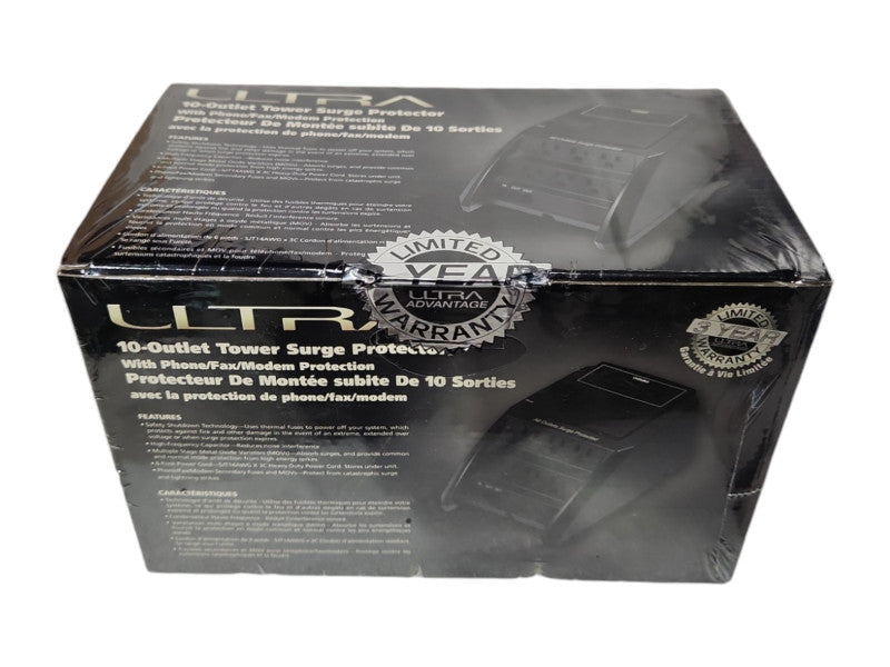 Ultra ULT31572 6 ft. 10 Outlets Surge Protector w/ Modem & Fax Protection