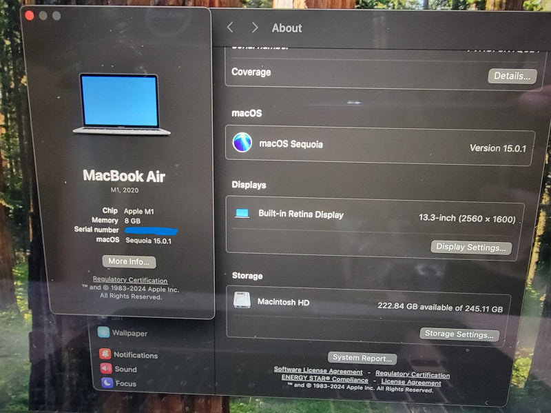 Apple MacBook Air A2337 13" | Apple M1 | 8GB RAM | 245GB SSD - READ
