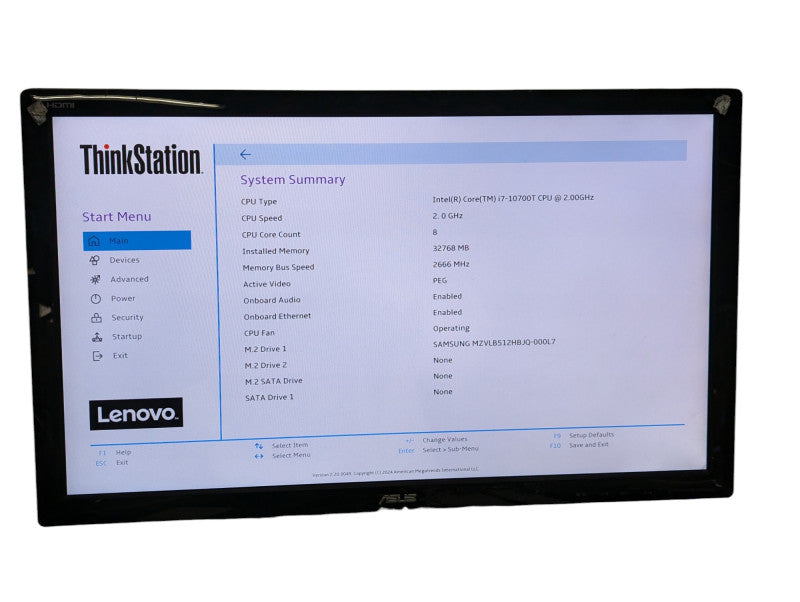 Lenovo ThinkStation P340 Tiny Intel Core i7-10700T @ 2.00Ghz 32GB RAM -