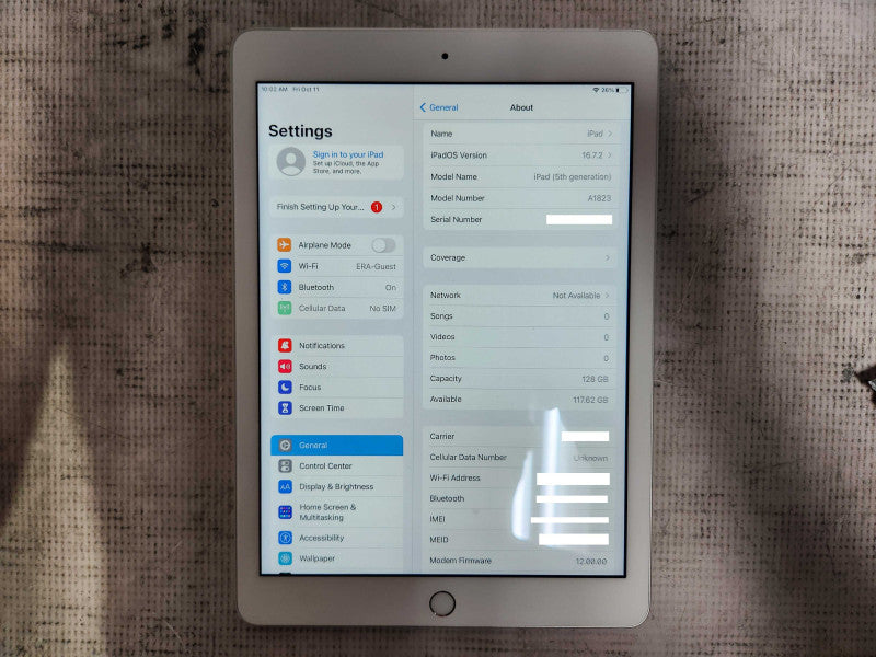 Apple ipad 5th Generation 128GB WiFi + Cellular, Model: A1823, Unlocked