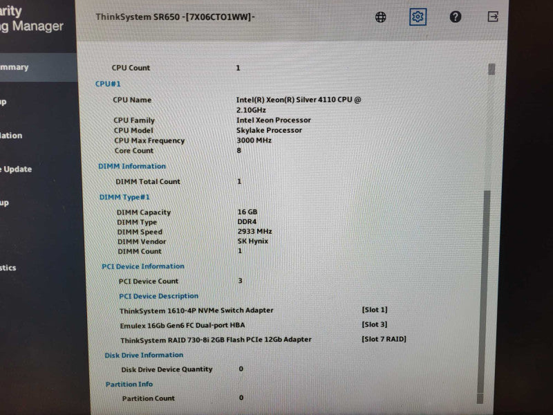 Lenovo SR650 2U 8x 2.5" Silver 4110 2.1GHz 16GB DDR4 730-8i 2GB RAID 2x PSU $