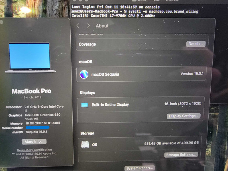 MacBook Pro 16" 2019 | 6-Core i7-9750H @2.6GHz 16GB RAM 500GB SSD AMD 5300M