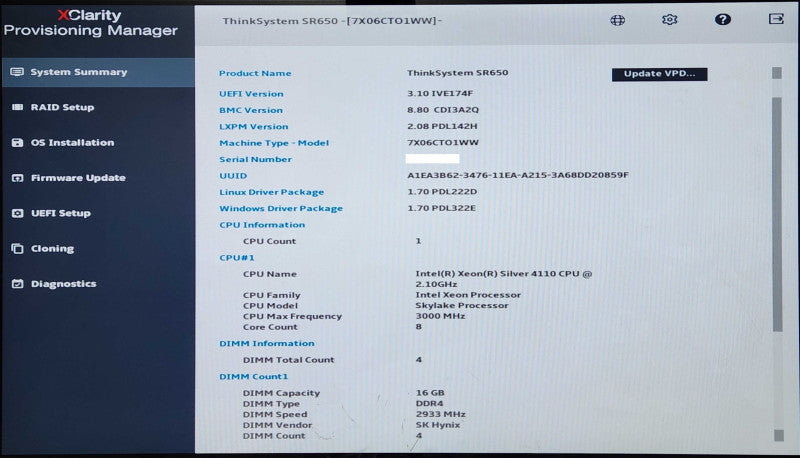Lenovo SR650 2U 8x 2.5", Xeon Silver 4110 2.1GHz 8C, 64GB DDR4, 730-8i 2GB