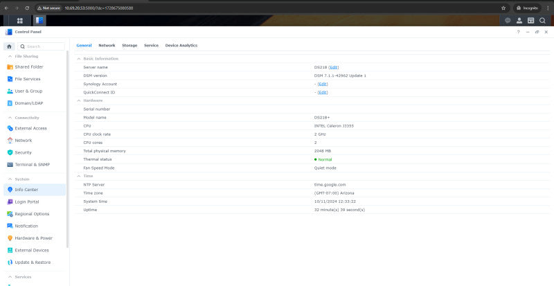 Synology DiskStation DS218+ 2 bays NAS, w/ 2x 2TB Hard Drives, READ