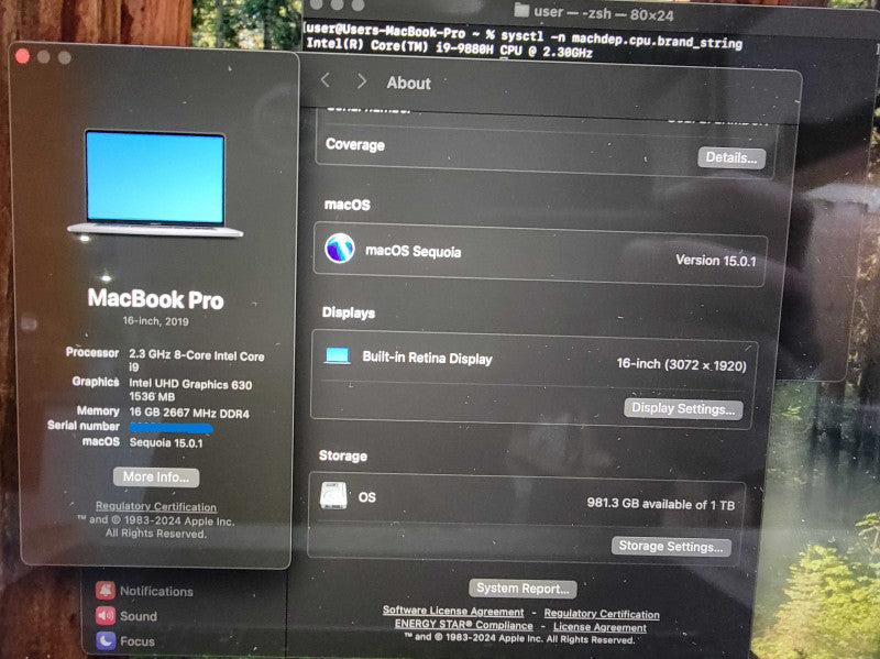MacBook Pro 16" 2019 | 8-Core i9-9880H @2.3GHz | 16GB RAM 1TB SSD | AMD 5500M
