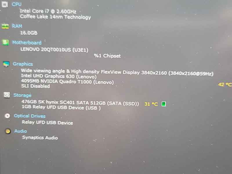 Lenovo ThinkPad P1| i7-9750H| 16GB DDR4| Quadro T1000| 512GB SSD  β Lap200