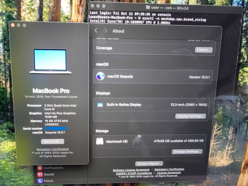 MacBook Pro Retina 13" 2020 | 4-Core i5-1038NG7 @2.00GHz | 16GB RAM 500GB SSD