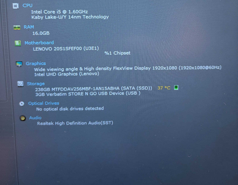 Lenovo ThinkPad T14 Gen 1 i5-10210U@1.6GHz 15GB RAM 256GB SSD READ!  Lap200