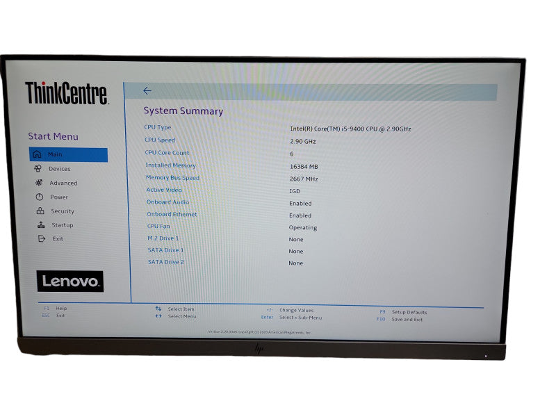 Lenovo ThinkCentre M720e SFF   i5 - 9400 CPU @ 2.90GHz 16GB DDR4 Ram θ