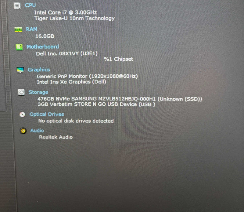 Dell Latitude 7420 Intel Core i7-1185G7@3GHz 16GB RAM 512GB SSD  Lap200