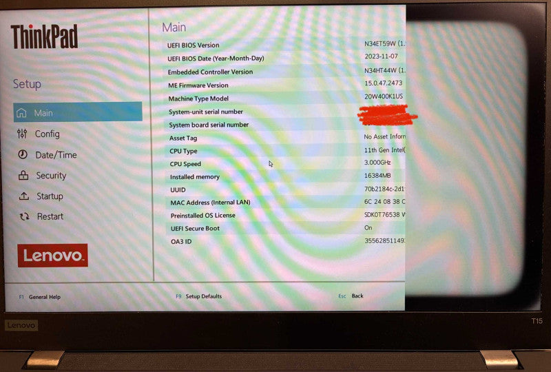 Lenovo ThinkPad T15 Gen 2 11th Gen. i7 CPU Damaged LCD For Parts/Repair READ!  Lap200