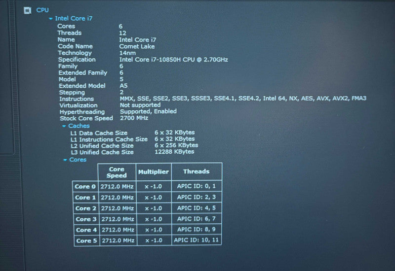 Dell Latitude 5411 i7-10850H@2.7GHz GeForce MX250 2GB GPU 16GB RAM 256GB SSD  Lap200