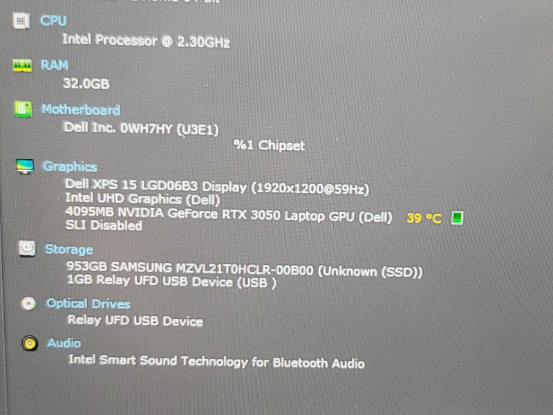 Dell XPS 15 9510| i7-11800H| 32GB DDR4| RTX 3050| 1TB NVMe READ β Lap200
