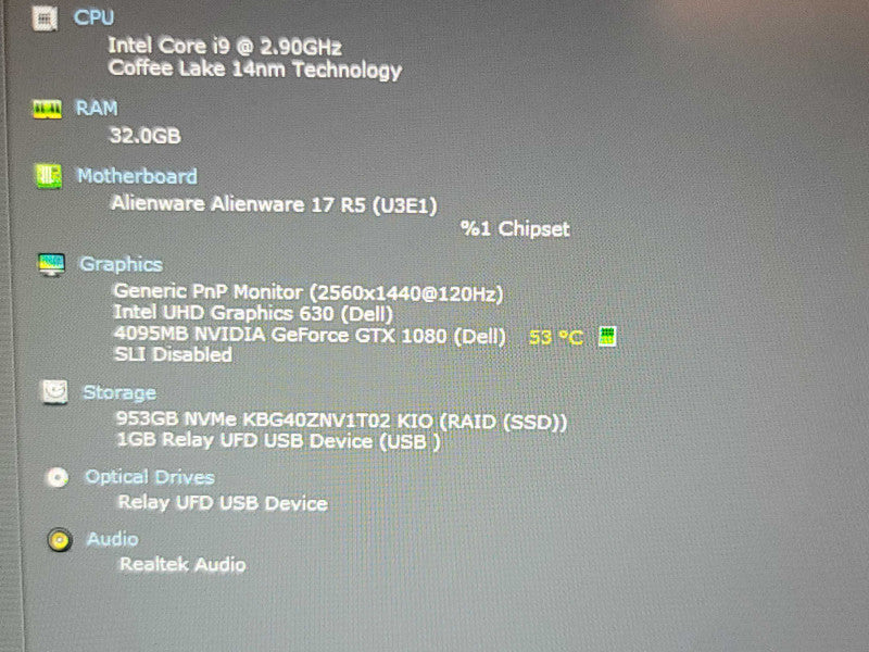 Alienware 17 R5| i9-8950HK| 32GB DDR4|GTX 1080| 1TB M.2 READ β Lap200