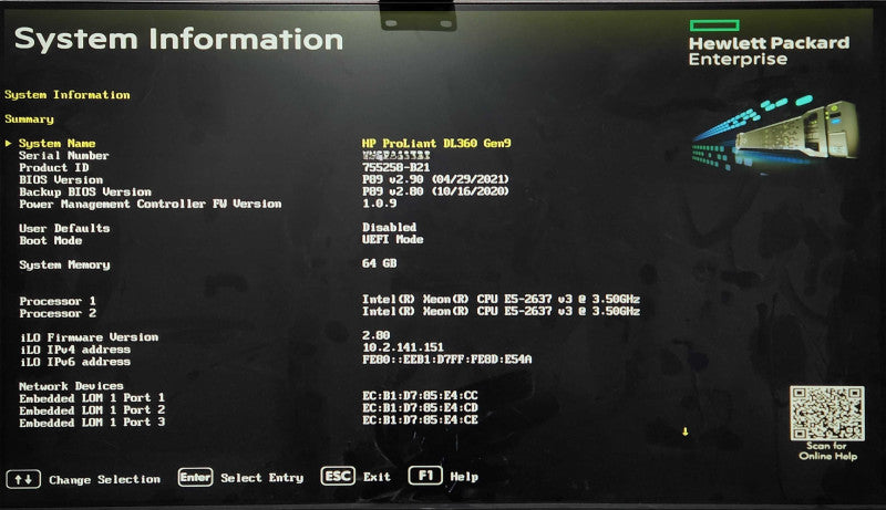 HP DL360 Gen9 1U 8x 2.5", 2x Xeon E5-2637 v3 3.50GHz, 64GB DDR4, 2x PSU