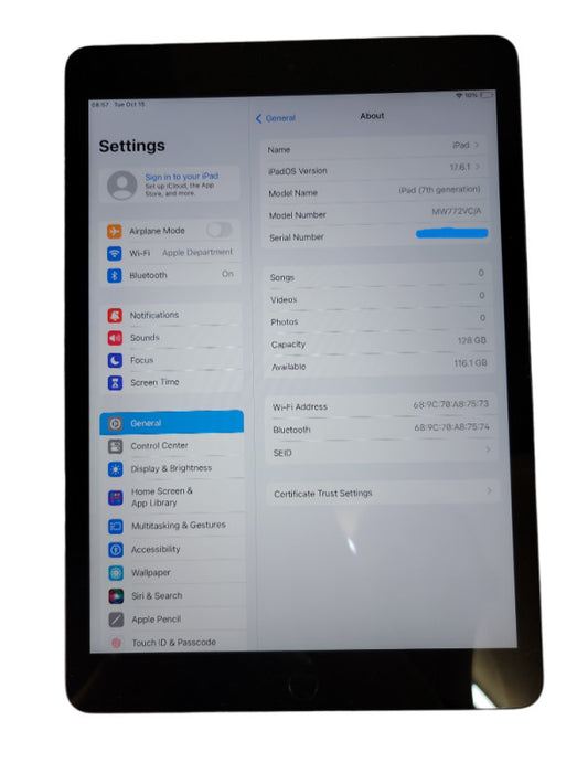 Apple iPad 7th A2179 - 128GB - Space gray - READ