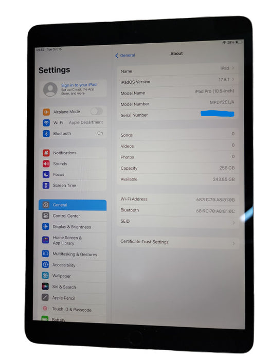 Apple iPad Pro A1701 - 256GB SSD - Gray - READ