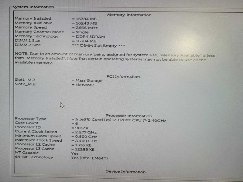 Dell OptiPlex 7060 USFF | i7-8700T @ 2.4GHz  16GB DDR4, 256GB NVMe, Wi-Fi !