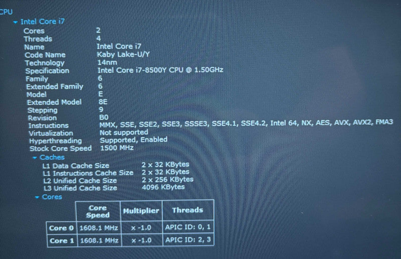 Dell XPS 13 9365 TOUCH Intel Core i7-8500Y@1.5GHz 8GB RAM 512GB SSD  Lap200