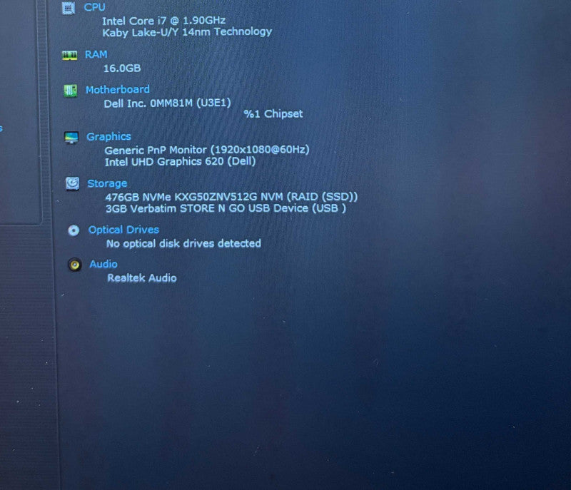 Dell Latitude 5590 Intel Core i7-8650U@1.9GHz 16GB DDR4 RAM 512GB NVMe SSD  Lap200