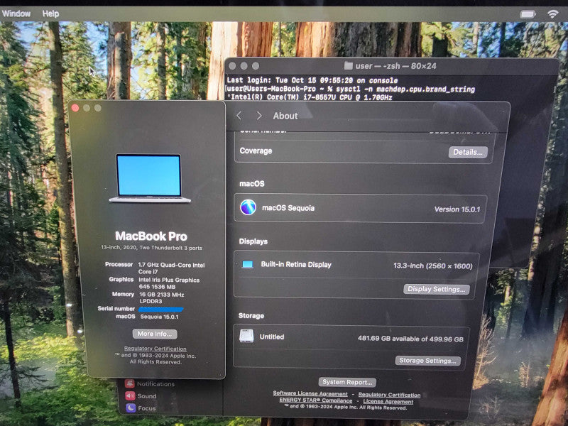 MacBook Pro Retina 2020 13" | 4-Core i7-8557U @1.7GHz 16GB RAM 500GB SSD READ