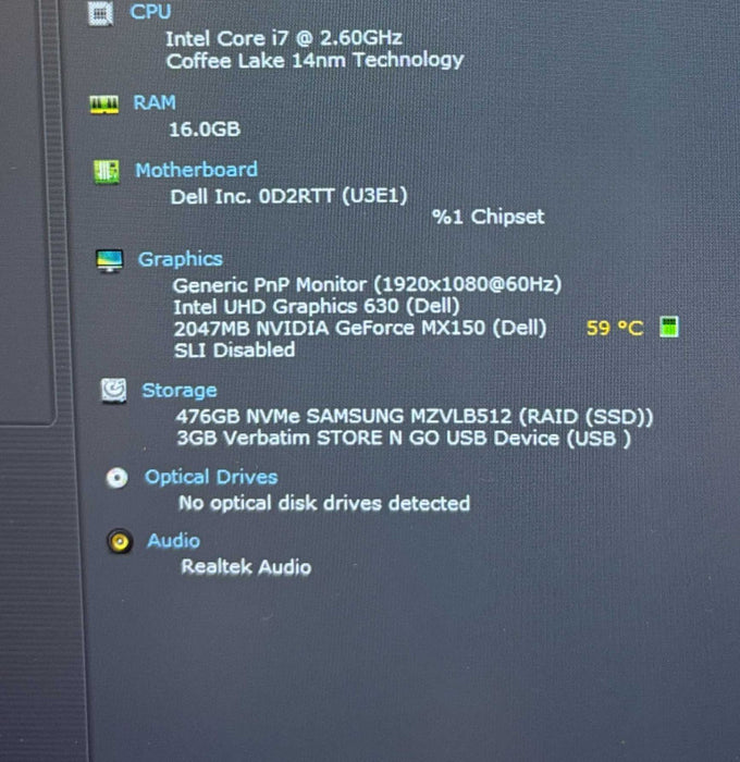 Dell Latitude 5401 i7-9850H@2.6GHz GeForce MX150 2GB GPU 16GB 512SSD READ!  Lap200
