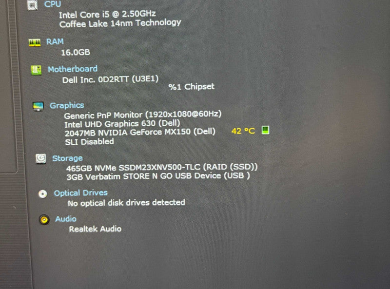 Dell Latitude 5401 i5-9400H@2.5GHz GeForce MX150 2GB GPU 16GB RAM 500GB SSD  Lap200
